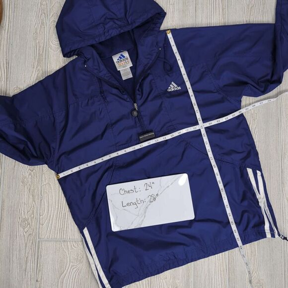 Adidas Anorak Jacket Mens 90s Half Zip Pull Over Windbreaker, Navy, Medium - Picture 8 of 10